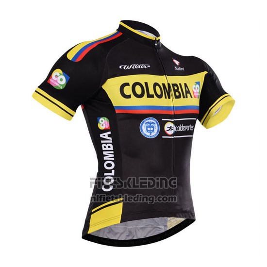 2015 Fietskleding Colombia Zwart en Geel Korte Mouwen en Koersbroek
